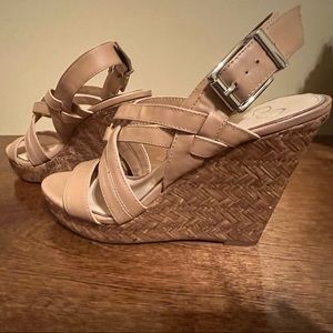 Jessica Simpson sand/tan color wedge heels
